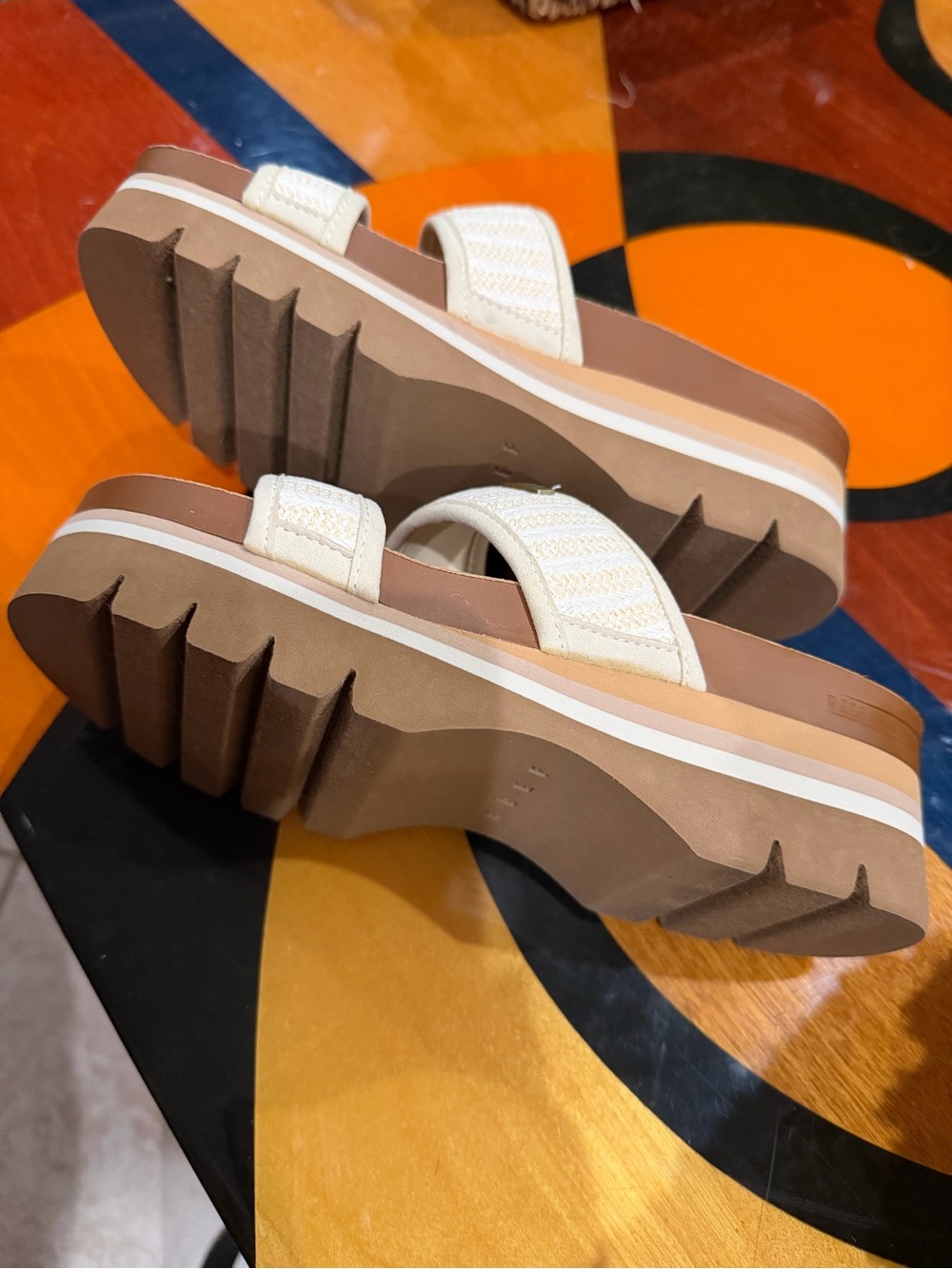 Reef Cream Double-Strap Cork Platform Slides . - Picture 5 of 11